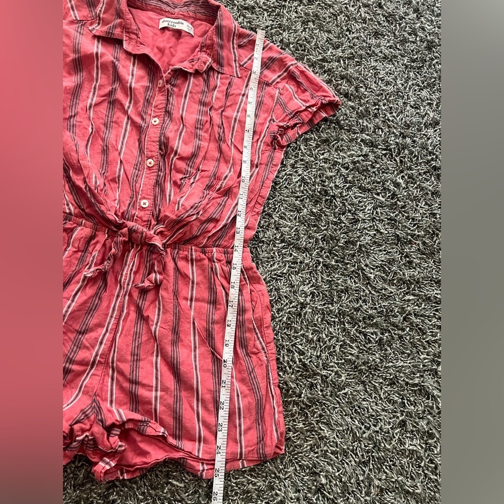 Abercrombie Kids Girls Striped Tie Front Romper Size 11 12 Pink Rust Boho Summer - Picture 5 of 6